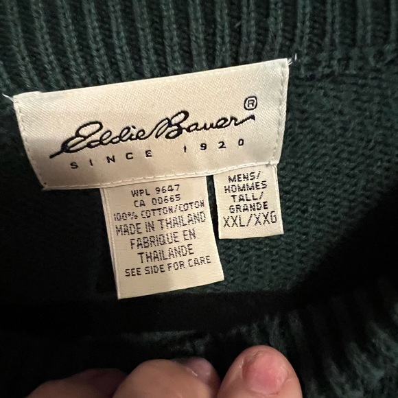 Eddie Bauer Mens green crew neck Sweater XXL TALL - Picture 7 of 9